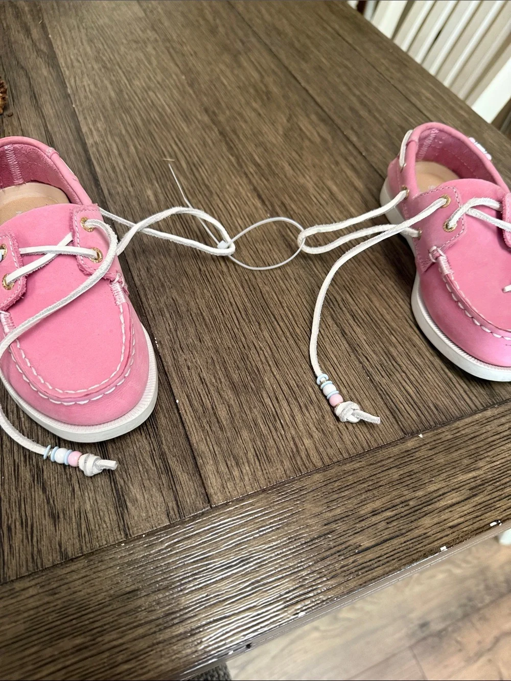 Sperry Girls Pink Beaded Lace Moccasins